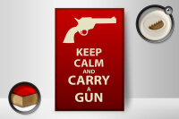 Holzschild Spruch 12x18cm Keep Calm and carry a gun Dekoration