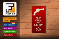 Holzschild Spruch 12x18cm Keep Calm and carry a gun Dekoration