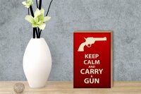 Holzschild Spruch 12x18cm Keep Calm and carry a gun Dekoration