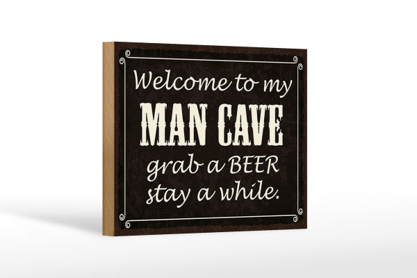 Holzschild Spruch 18x12 cm welcome to my MAN CAVE Dekoration