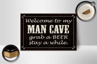 Holzschild Spruch 18x12 cm welcome to my MAN CAVE Dekoration
