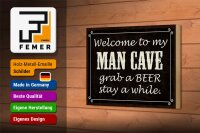 Holzschild Spruch 18x12 cm welcome to my MAN CAVE Dekoration