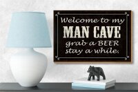 Holzschild Spruch 18x12 cm welcome to my MAN CAVE Dekoration
