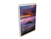Blechpostkarte Reise 10x14 cm Biarritz France Sonne Abenddämmerung Deko Schild