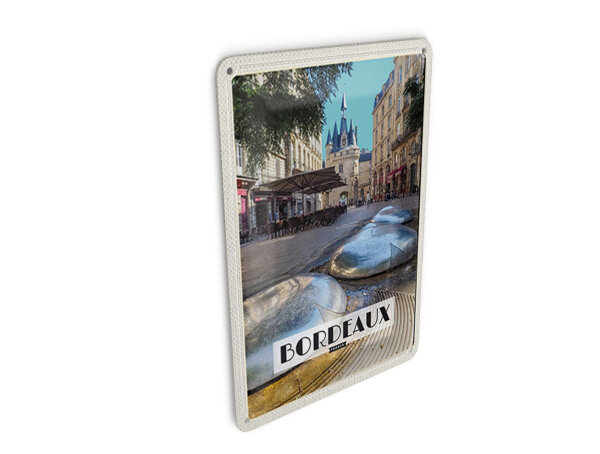 Blechpostkarte Reise 10x14 cm Bordeaux France Hafenstadt Weinbau Schild
