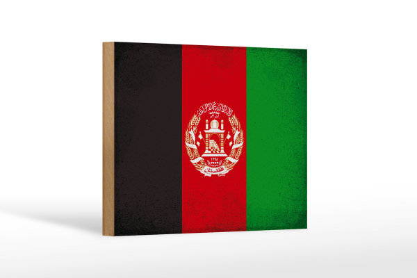 Holzschild Flagge Afghanistans 18x12cm Afghanistan Vintage