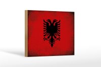 Holzschild Flagge Albanien 18x12cm Flag Albania Vintage