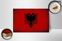 Holzschild Flagge Albanien 18x12cm Flag Albania Vintage