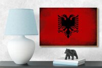 Holzschild Flagge Albanien 18x12cm Flag Albania Vintage
