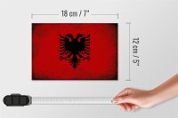 Holzschild Flagge Albanien 18x12cm Flag Albania Vintage