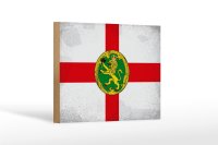 Holzschild Flagge Alderneys 18x12cm Flag Alderney Vintage