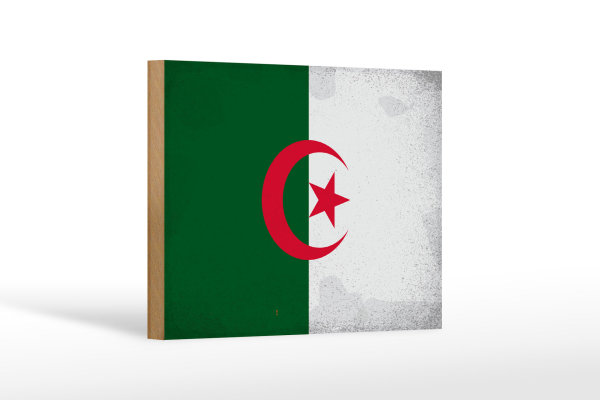 Holzschild Flagge Algerien 18x12cm Flag Algeria Vintage