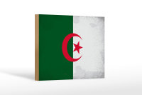 Holzschild Flagge Algerien 18x12cm Flag Algeria Vintage