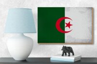 Holzschild Flagge Algerien 18x12cm Flag Algeria Vintage