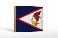 Holzschild Flagge 18x12cm Flag of American Samoa Vintage