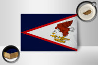 Holzschild Flagge 18x12cm Flag of American Samoa Vintage