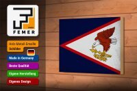 Holzschild Flagge 18x12cm Flag of American Samoa Vintage
