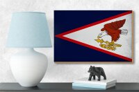 Holzschild Flagge 18x12cm Flag of American Samoa Vintage