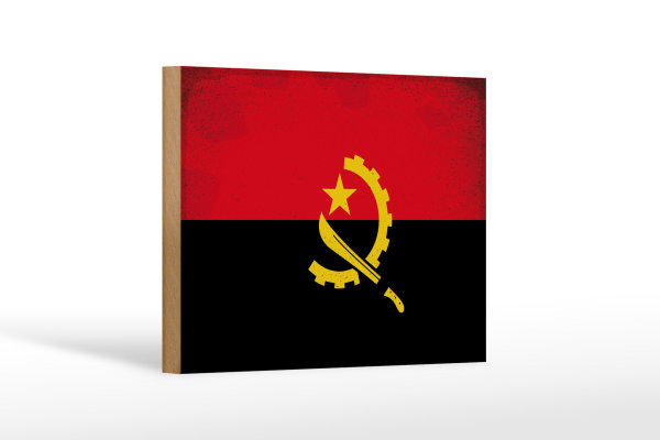 Holzschild Flagge Angolas 18x12cm Flag of Angola Vintage