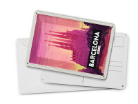 Blechpostkarte Reise 10x14 cm Barcelona malerisches Bild Kunst Deko Schild