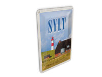 Blechpostkarte Reise 10x14 cm Sylt Häuser Dach aus...