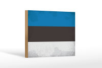 Holzschild Flagge Estland 18x12cm Flag of Estonia Vintage