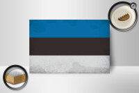 Holzschild Flagge Estland 18x12cm Flag of Estonia Vintage