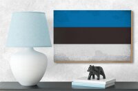 Holzschild Flagge Estland 18x12cm Flag of Estonia Vintage
