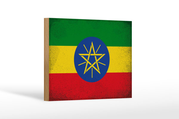 Holzschild Flagge Äthiopien 18x12cm Flag Ethiopia Vintage