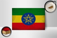 Holzschild Flagge Äthiopien 18x12cm Flag Ethiopia Vintage