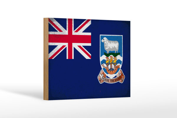 Holzschild Flagge Falklandinseln 18x12cm Flag Vintage