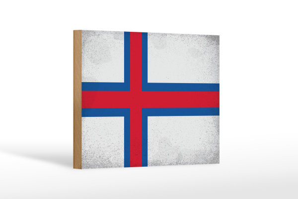 Holzschild Flagge Färöer 18x12cm Flag Faroe Islands Vintage