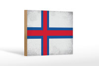 Holzschild Flagge Färöer 18x12cm Flag Faroe Islands Vintage
