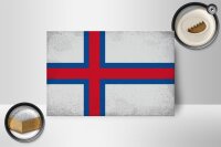 Holzschild Flagge Färöer 18x12cm Flag Faroe Islands Vintage