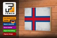 Holzschild Flagge Färöer 18x12cm Flag Faroe Islands Vintage