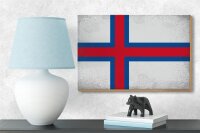 Holzschild Flagge Färöer 18x12cm Flag Faroe Islands Vintage