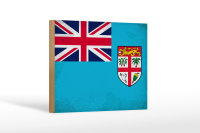 Holzschild Flagge Fidschi 18x12cm Flag of Fiji Vintage