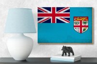 Holzschild Flagge Fidschi 18x12cm Flag of Fiji Vintage