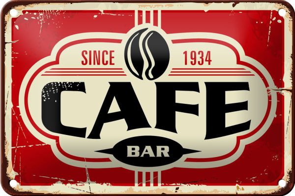 Blechschild Retro 18x12cm Cafe bar Kaffee since 1934