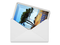 Blechpostkarte Reise 10x14 cm Hiddensee Leuchtturm Baum Weide Wiese Schild