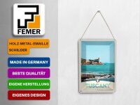 Blechpostkarte Reise 10x14 cm Toskana Italien Meer Strand Haus Schild