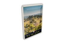Blechpostkarte Reise 10x14 cm Toskana Italien Weinfelder Schild