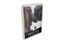 Blechpostkarte Reise 10x14 cm Toskana Italien Stadt Straße Sand Schild