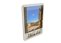Blechpostkarte Reise 10x14 cm Toskana Italien Platz Natur Kirche Schild