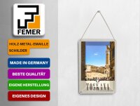 Blechpostkarte Reise 10x14 cm Toskana Italien Platz Natur Kirche Schild