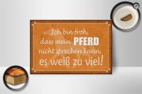 Holzschild Spruch 18x12cm bin froh mein Pferd nicht spricht Dekorationschild