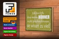 Holzschild Spruch 18x12cm froh meine Hühner nicht sprechen Dekoration