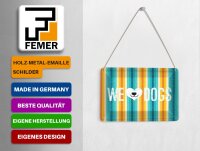 Blechpostkarte Spruch Hund Wel love Dogs 14x10 cm Deko Schild