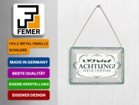 Blechpostkarte Spruch Achtung Wilde Hühner 14x10 cm Deko Schild
