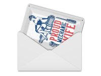 Blechpostkarte Spruch Pinup Proud mechanic wife 10x14 cm Deko Schild